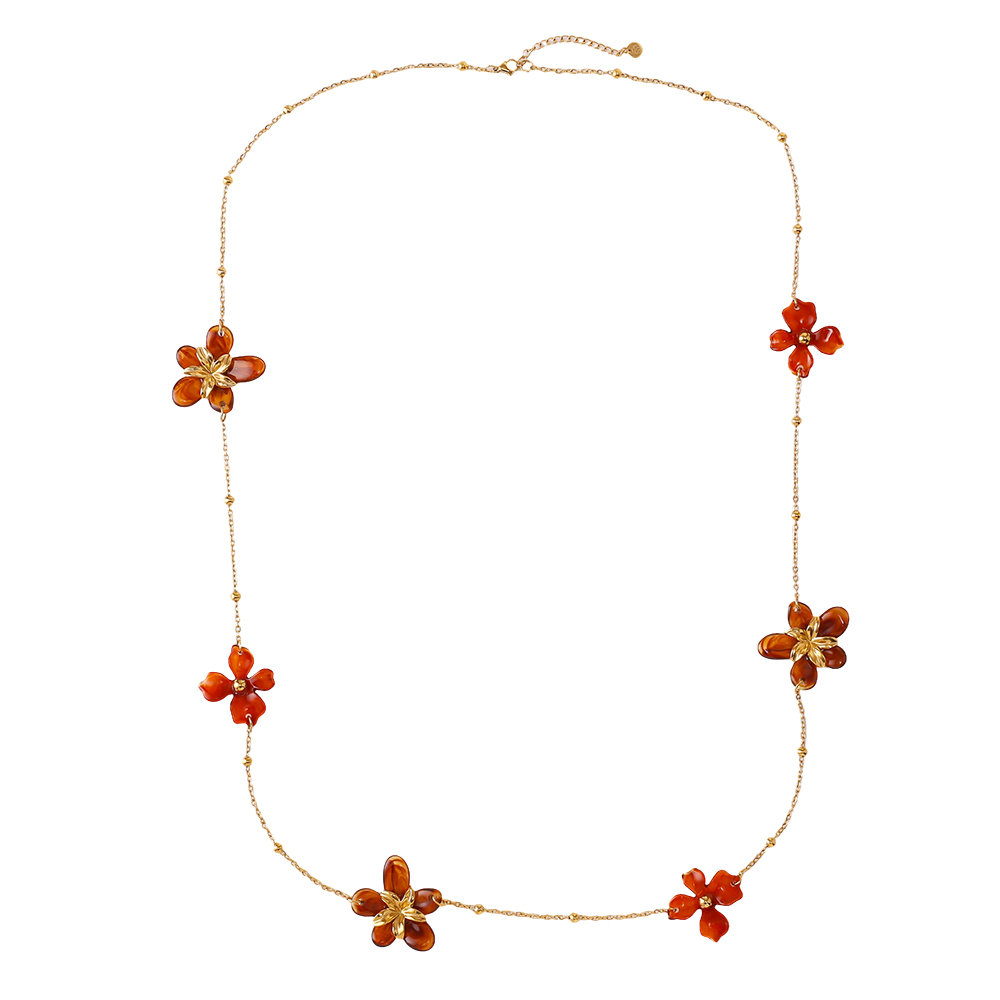 94cm acrylic flower stainless steel necklace      
