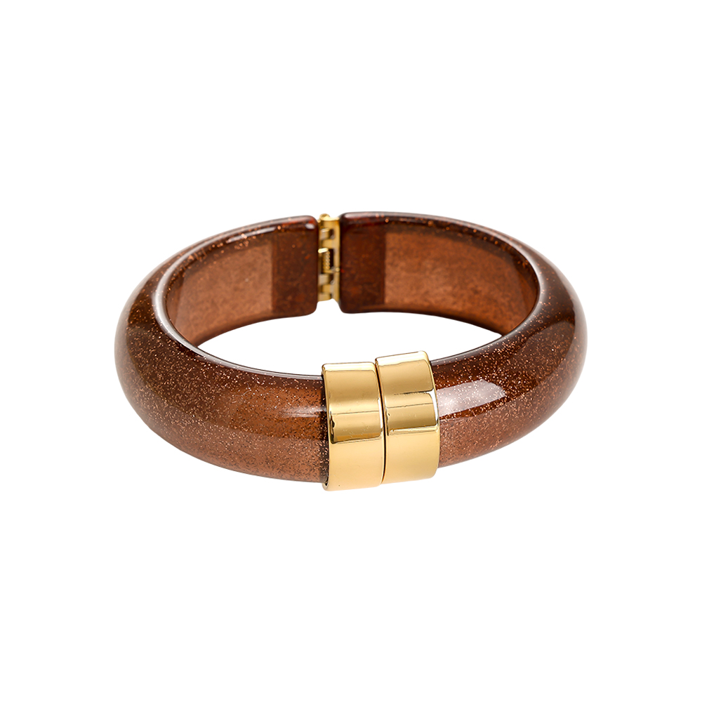 Glitter Round Chunky Resin Stainless Steel Bangle      