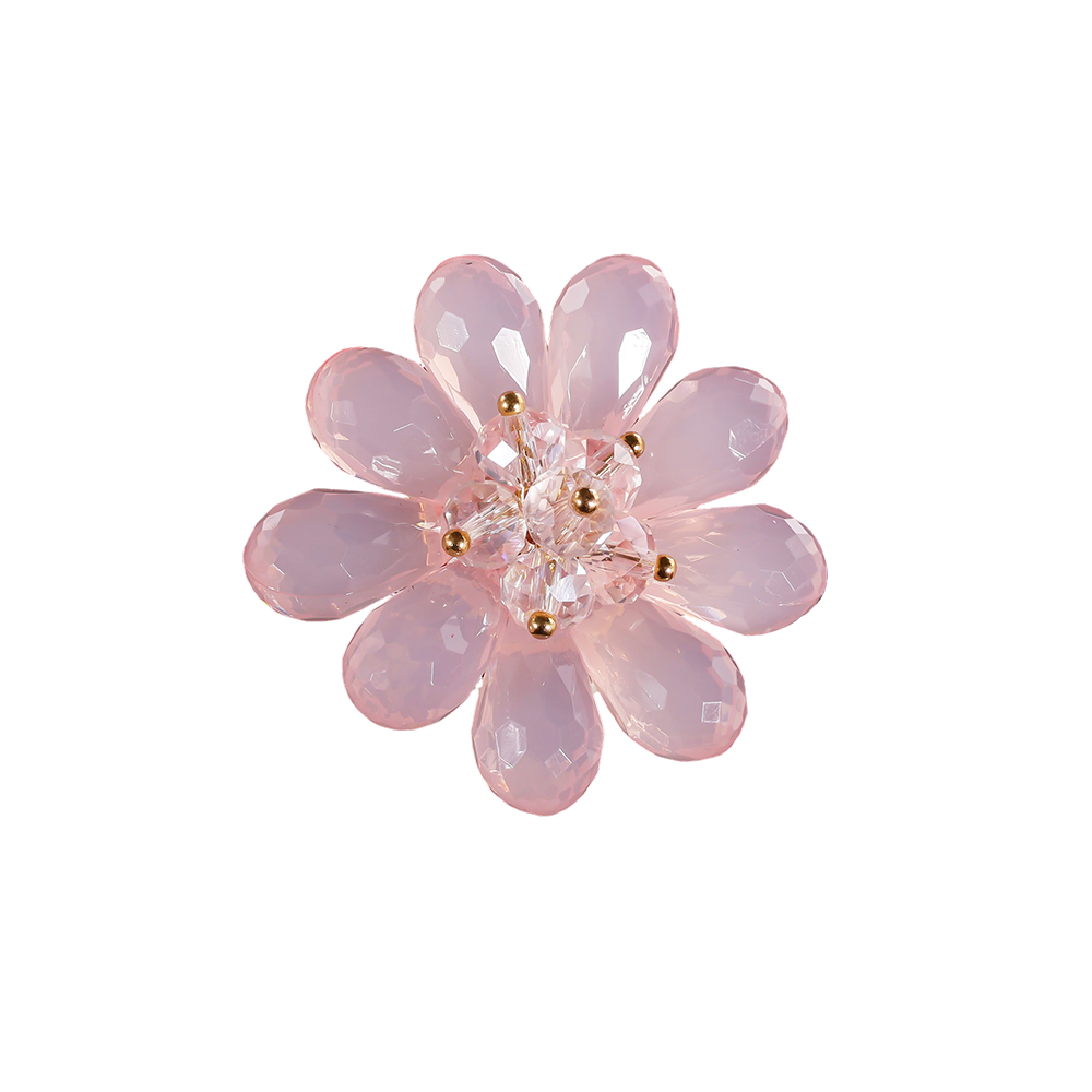 40mm Transparent Flowers Pink Decorative Button Brooch 