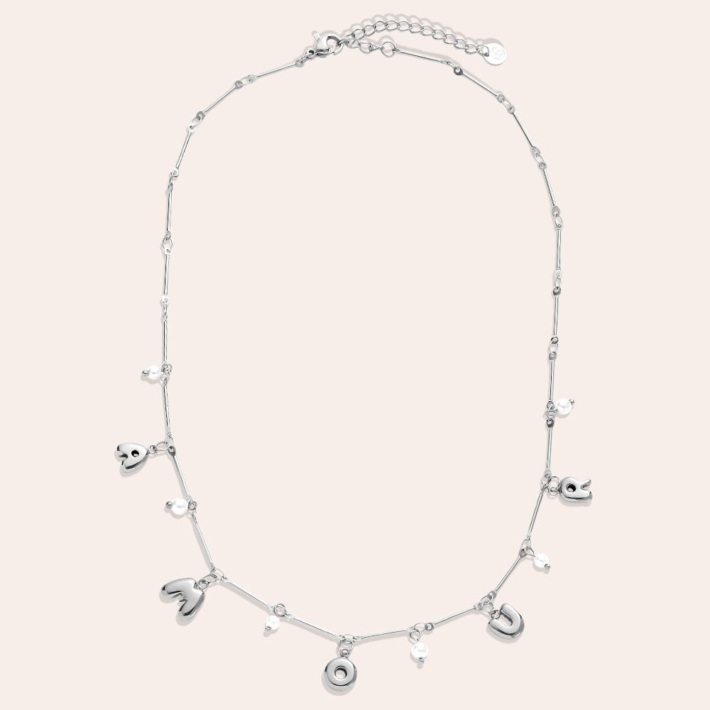 Stainless steel necklace 40cm AMOUR With Pearl