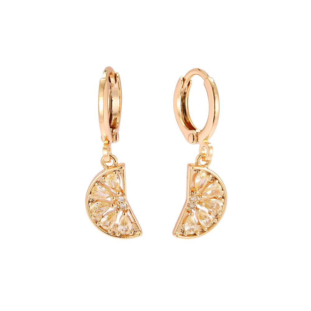 Gold-plated earrings 27mm zirconia watermelon