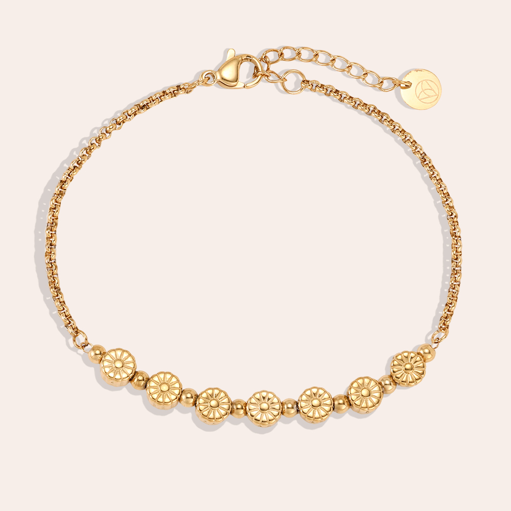 Stainless steel bracelet 17cm some small flowers