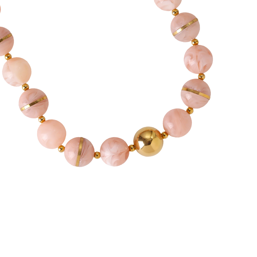 48cm round acrylic bead chain stainless steel necklace    