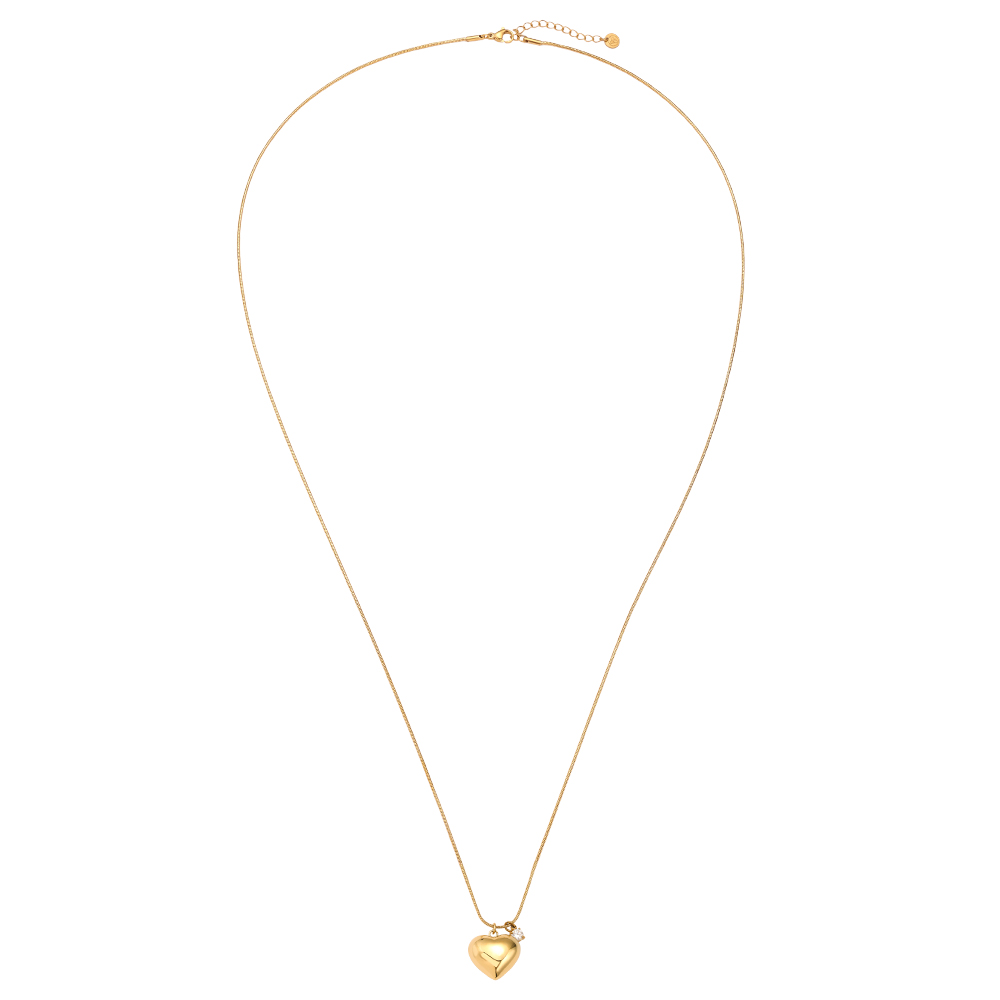 43cm Heart And Diamond Dot Stainless Steel Necklace        