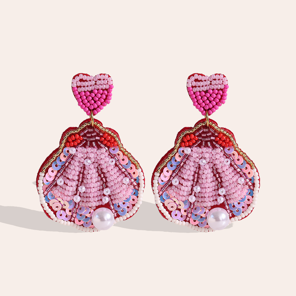 7cm rice pearl shell stainless steel earrings    