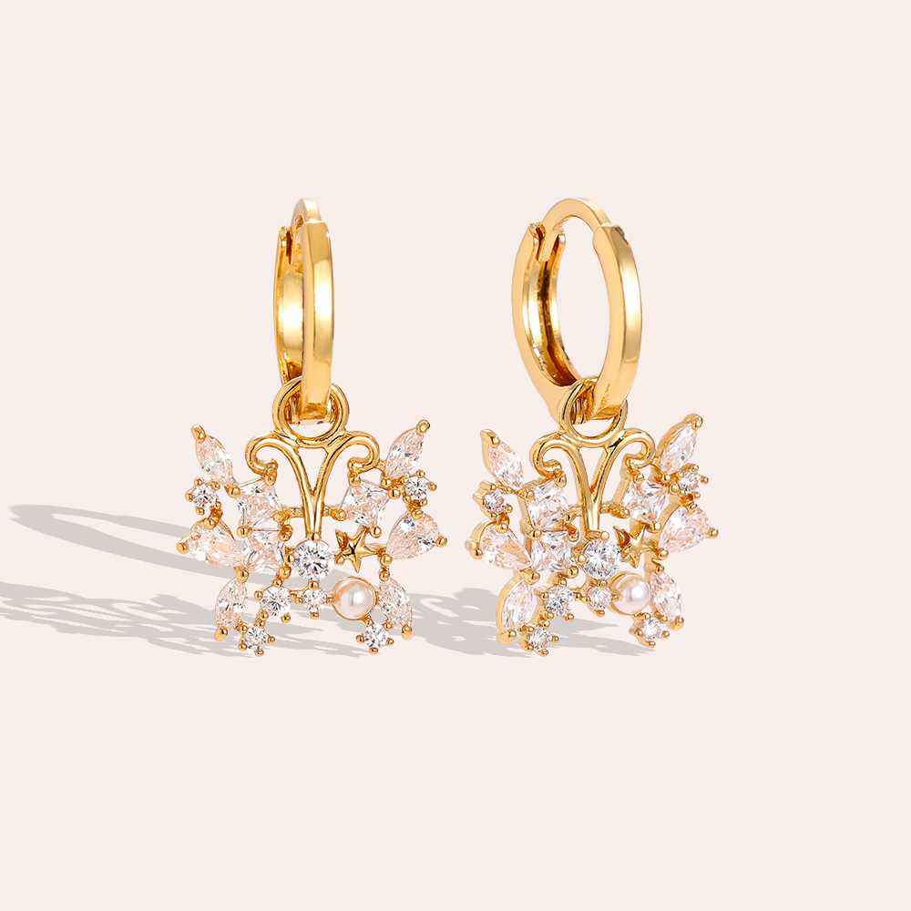 24mm Sparkling Butterfly Gold-plated Earrings      