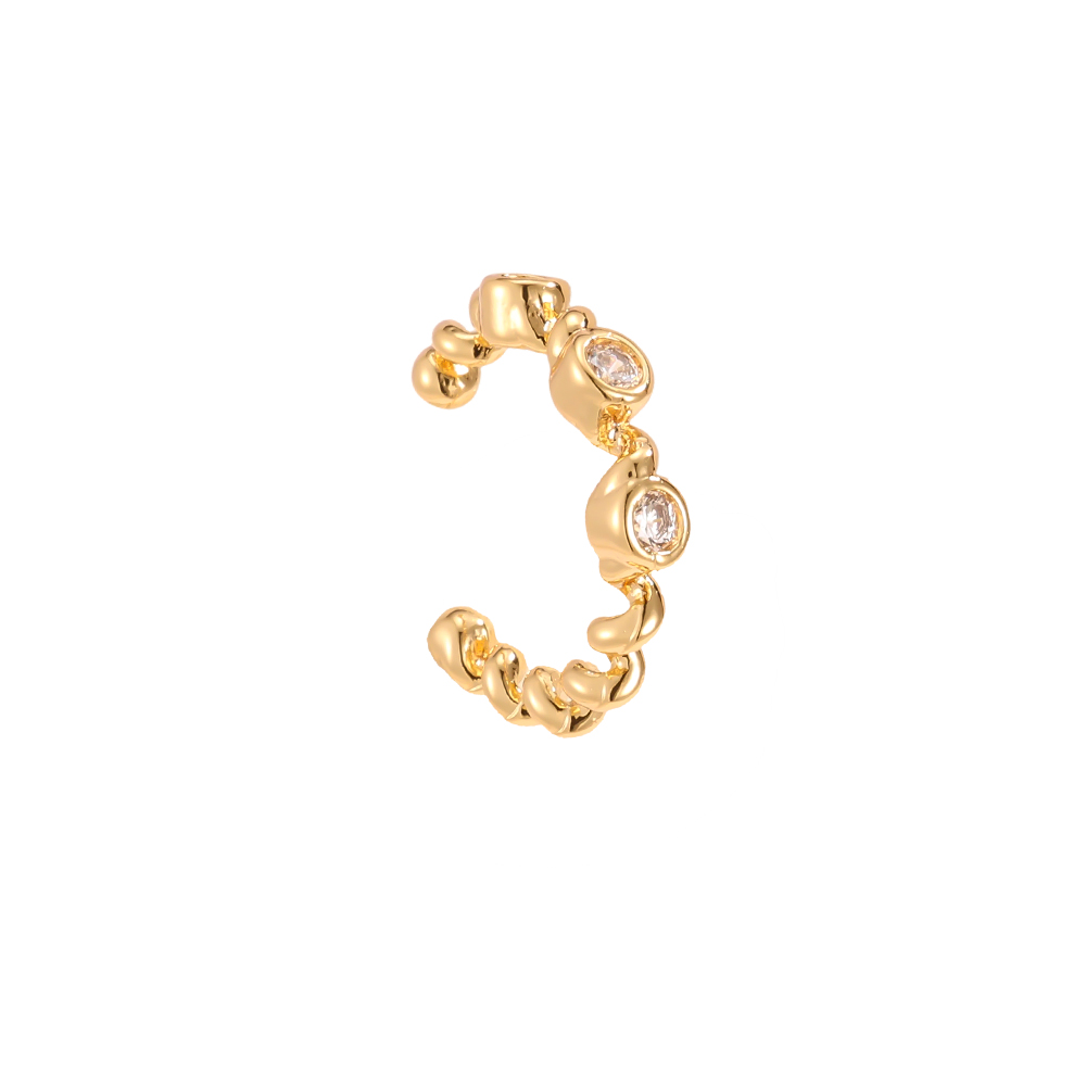 14mm cubic zirconia in a half-twisted setting Gold-plated ear cuffs 