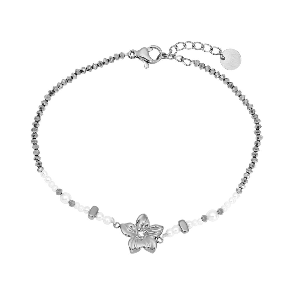 17cm Nice Flower And Pearl stainless steel bracelet 17cm Nice Flower And Pearl stainless steel bracelet