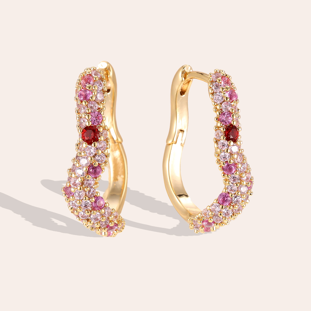 20mm Zirconia Soft Wave Gold-Plated Earrings    