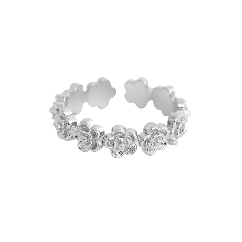Adjustable many small flowers stainless steel ring    