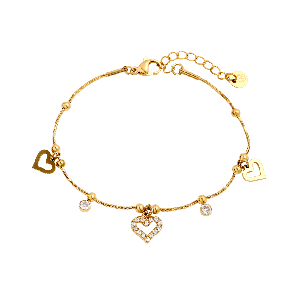 17cm Heart And Diamond Heart stainless steel bracelet    