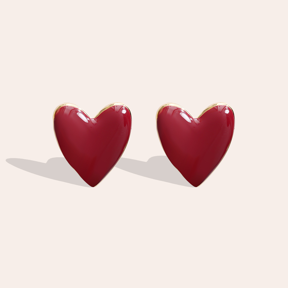 1.8*1.9cm Red Heart Stainless Steel Earrings      