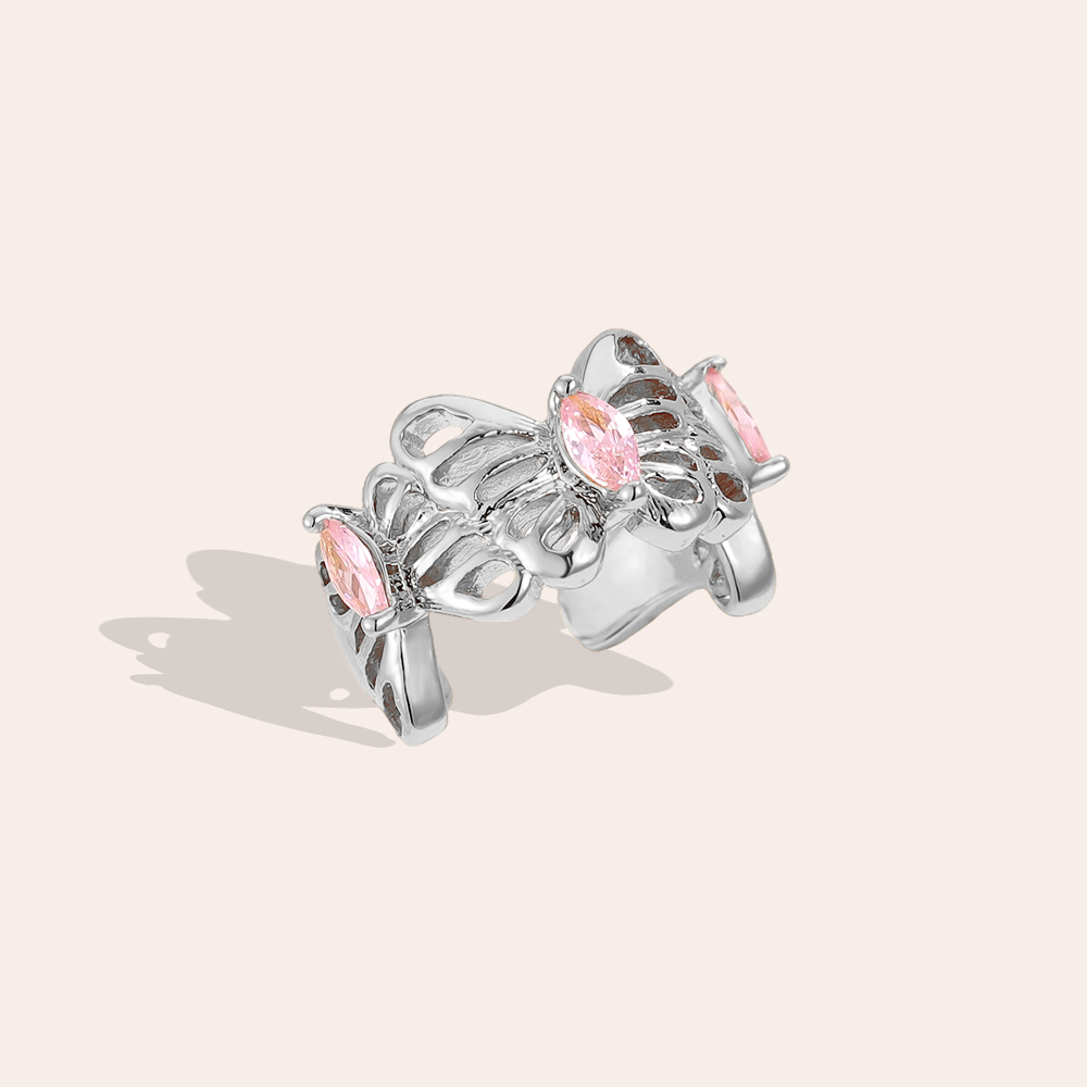 15mm butterfly zirconia gold-plated earrings