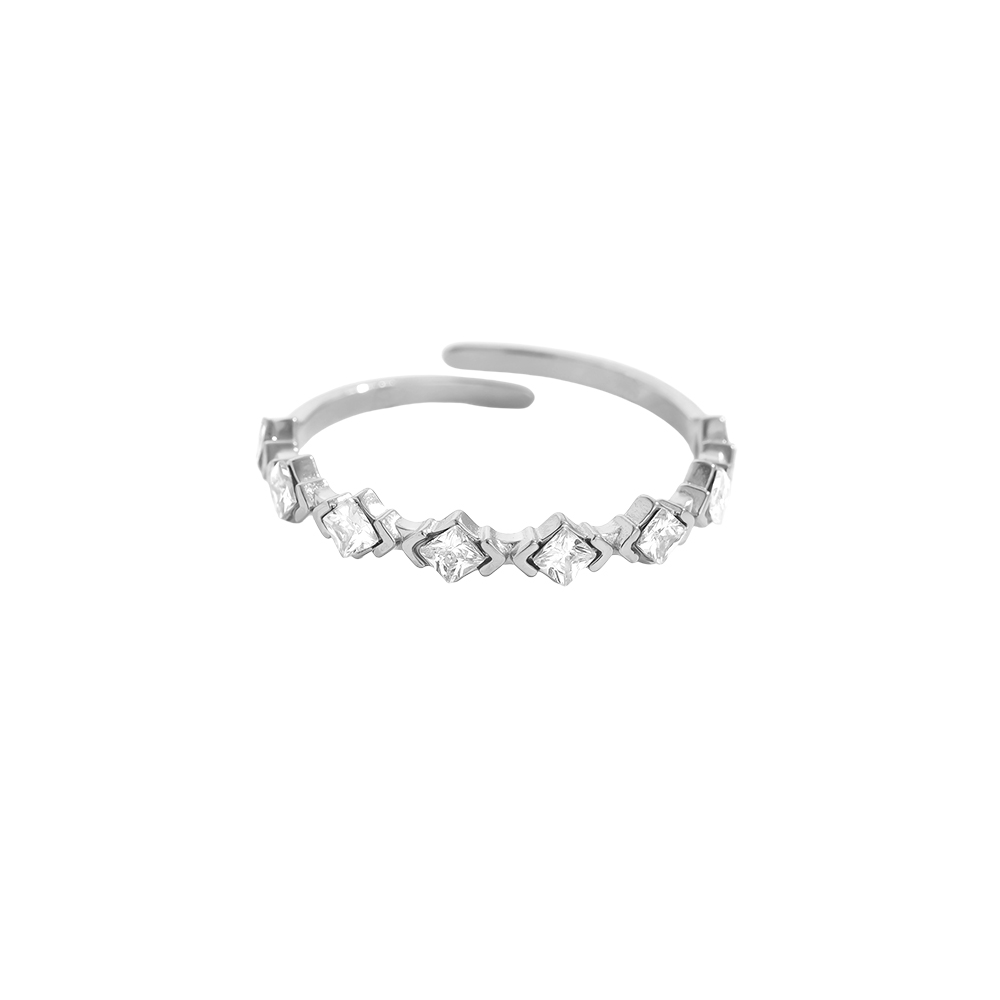 Many Diamond Cube stainless steel ring    