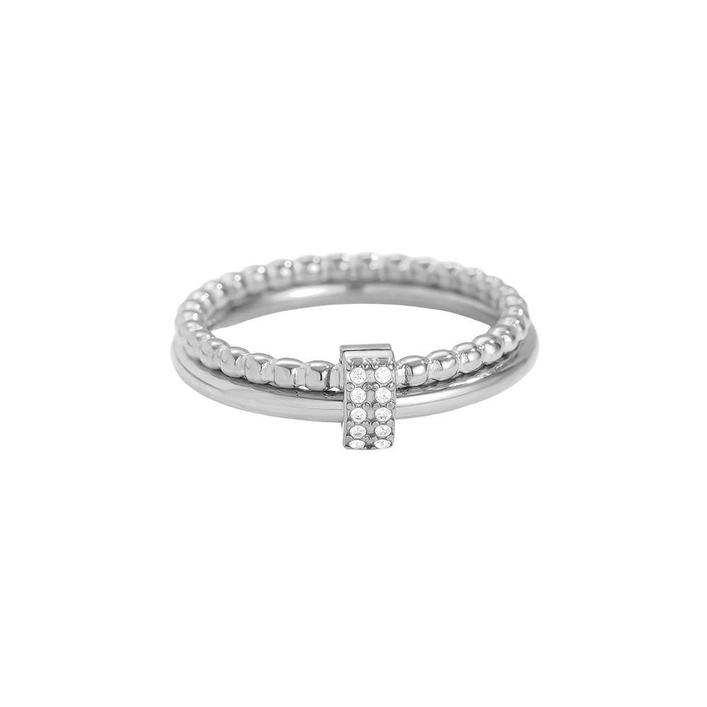 Adjustable double-layered zirconia stainless steel ring    