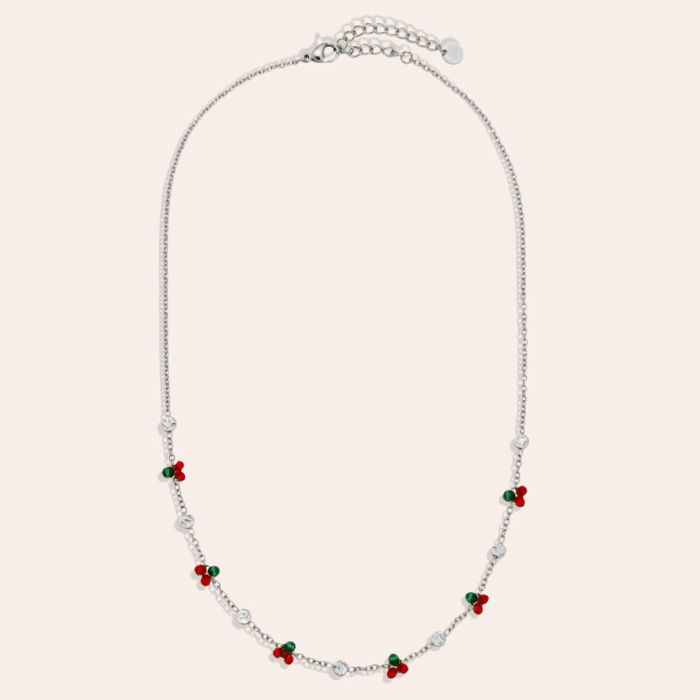 40cm Mini Cherry And Plate Stainless Steel Necklace