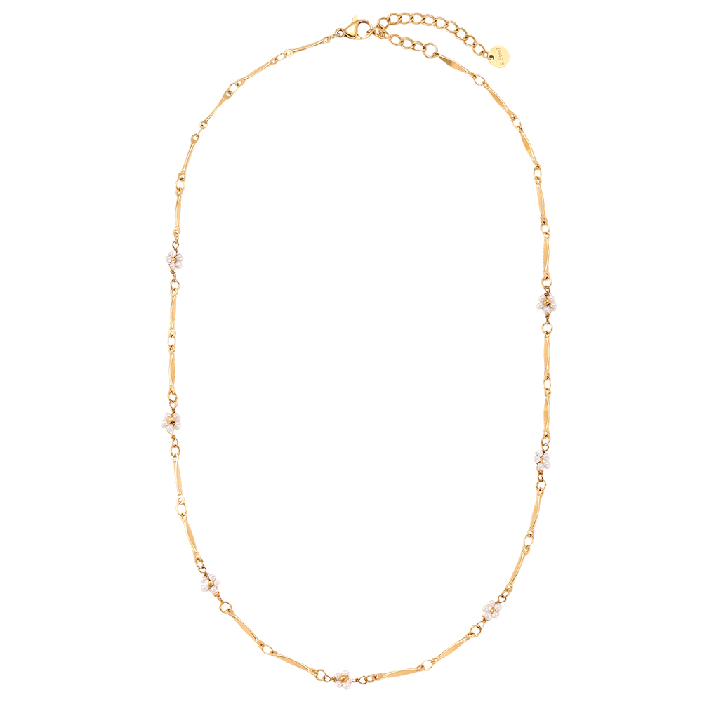 42cm pearl flower stainless steel necklace