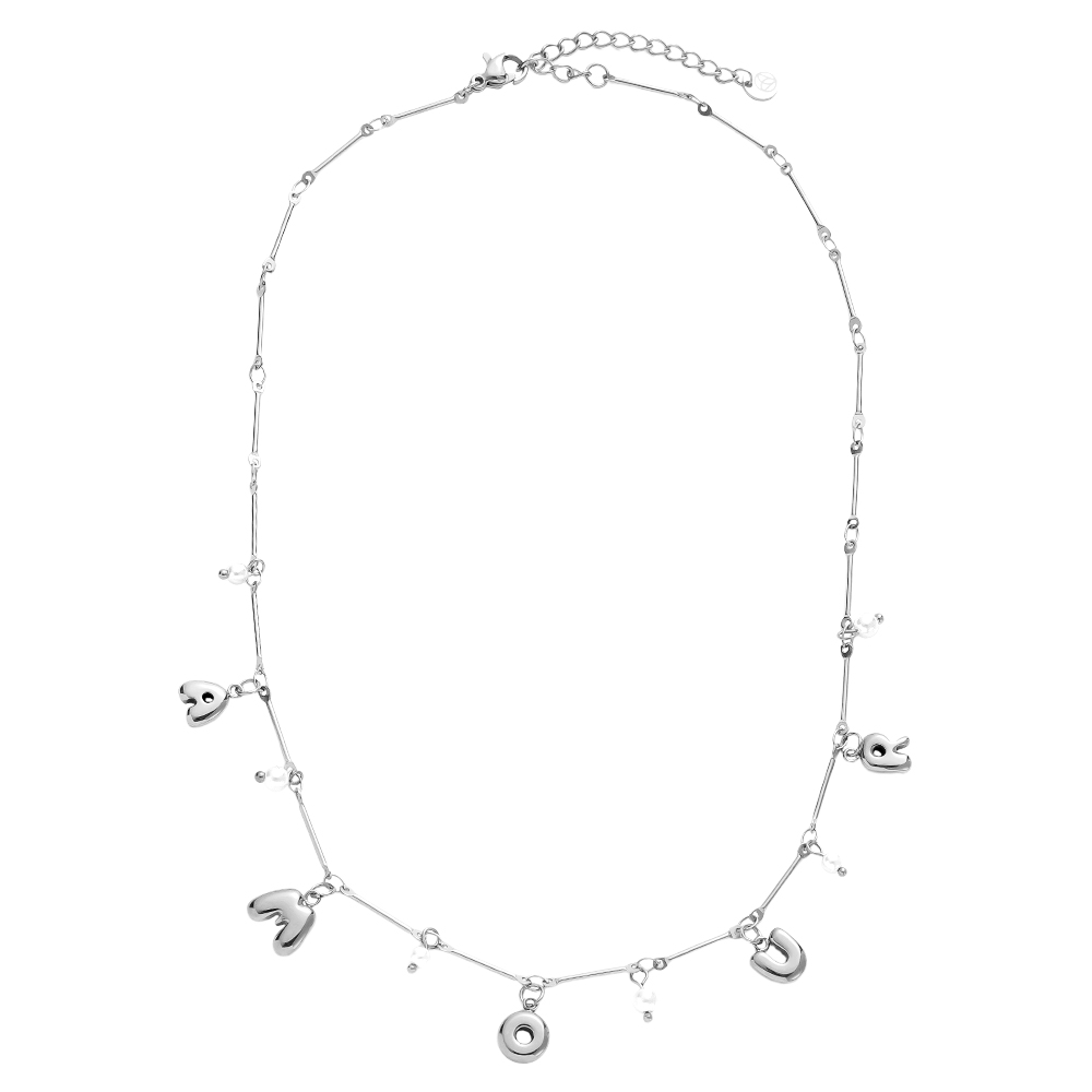 Stainless steel necklace 40cm AMOUR With Pearl