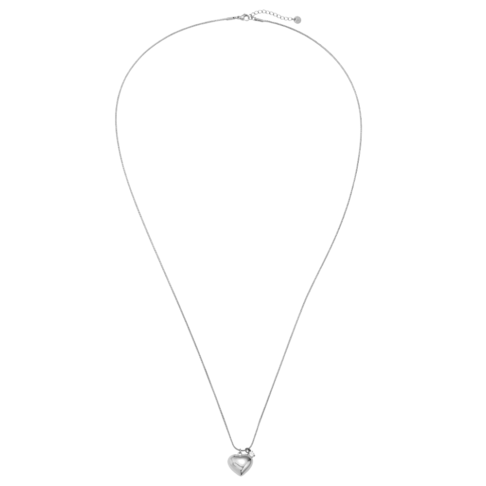 43cm Heart And Diamond Dot Stainless Steel Necklace        