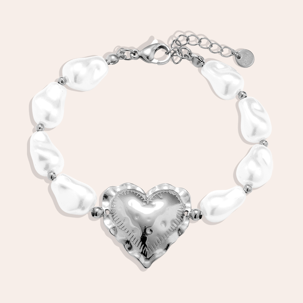 18cm Great Heart In Pearl Chain stainless steel bracelet      