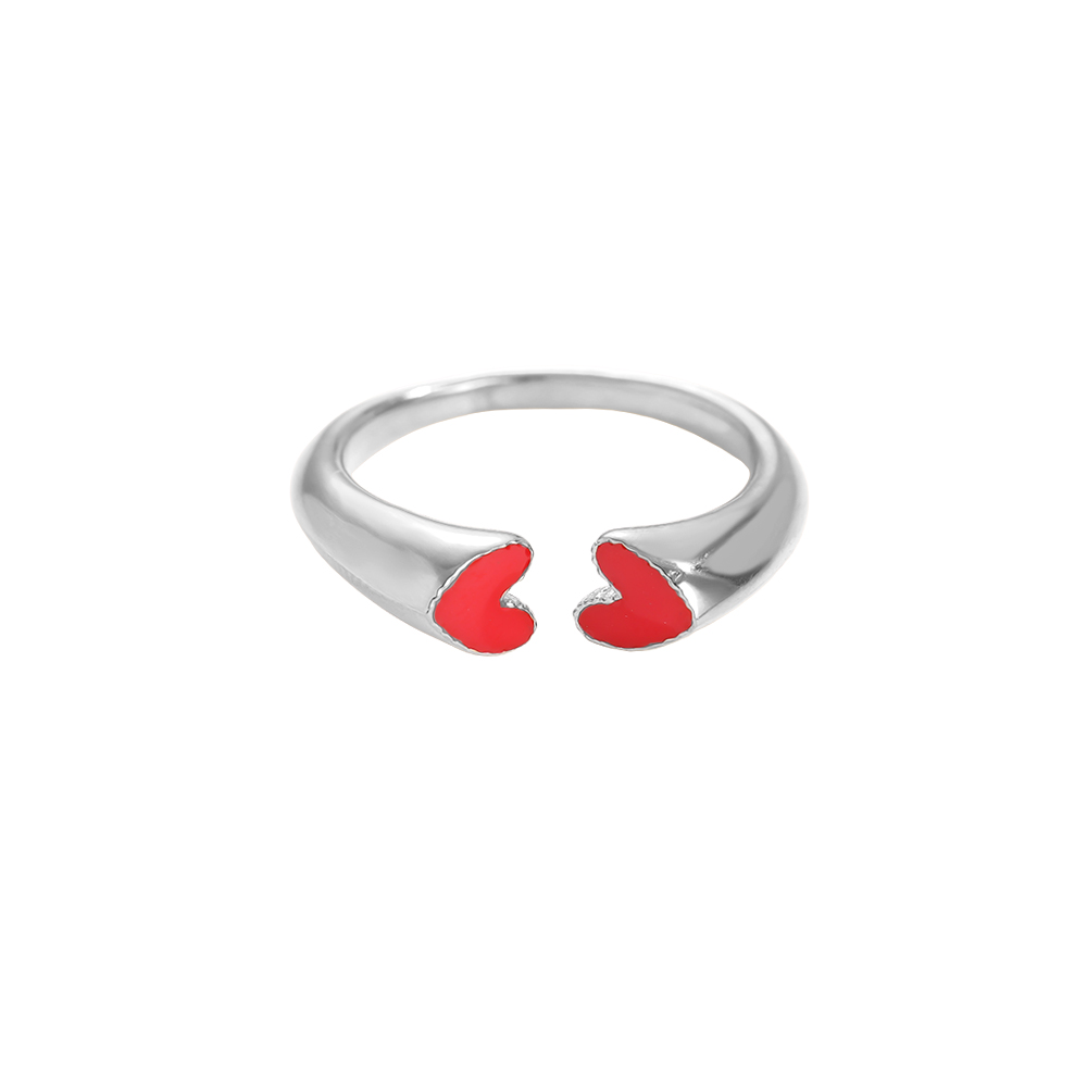 Two Red Hearts stainless steel ring    