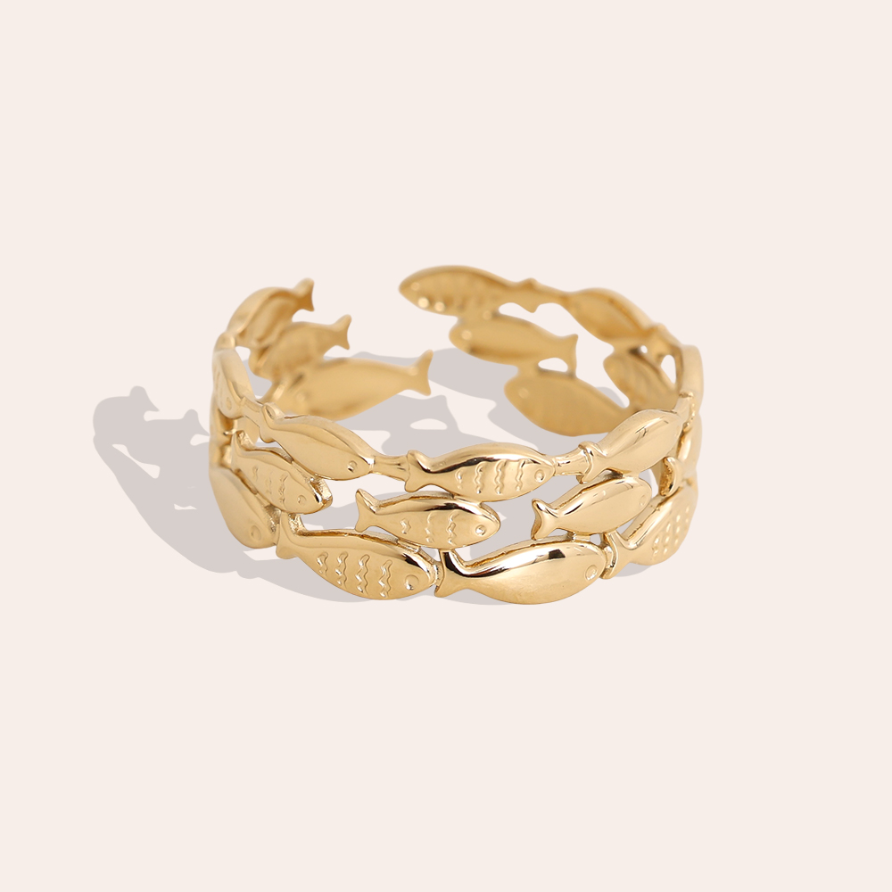 Adjustable many small fish stainless steel ring    