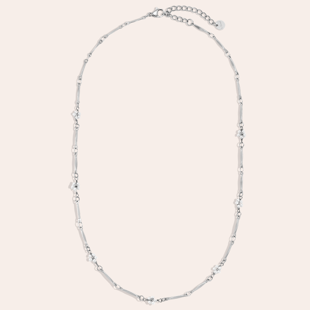 42cm pearl flower stainless steel necklace