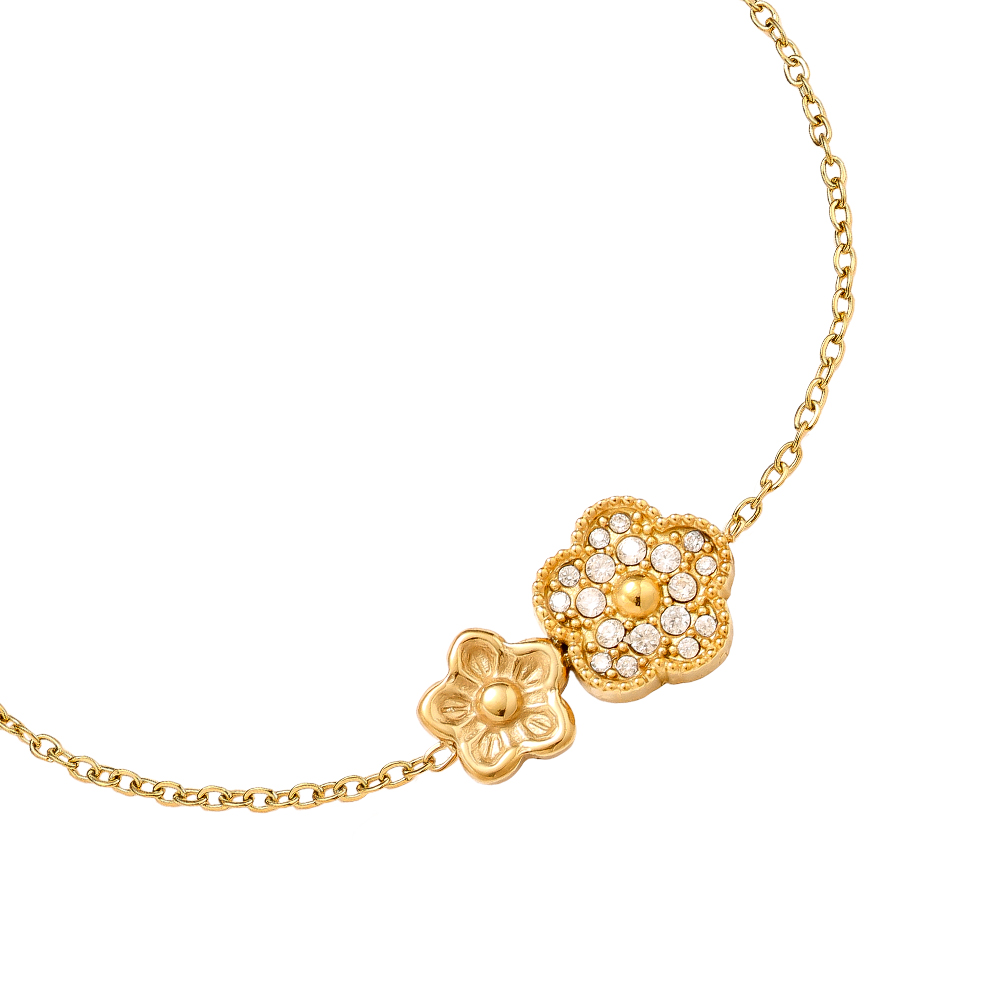 17cm Two cute flowers stainless steel bracelet       