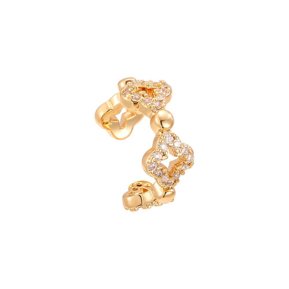 15mm cloverleaf zirconia gold-plated ear cuffs