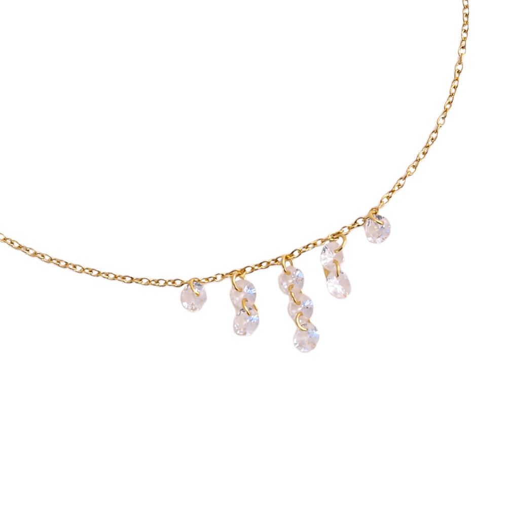 40cm crystal zirconia stainless steel necklace