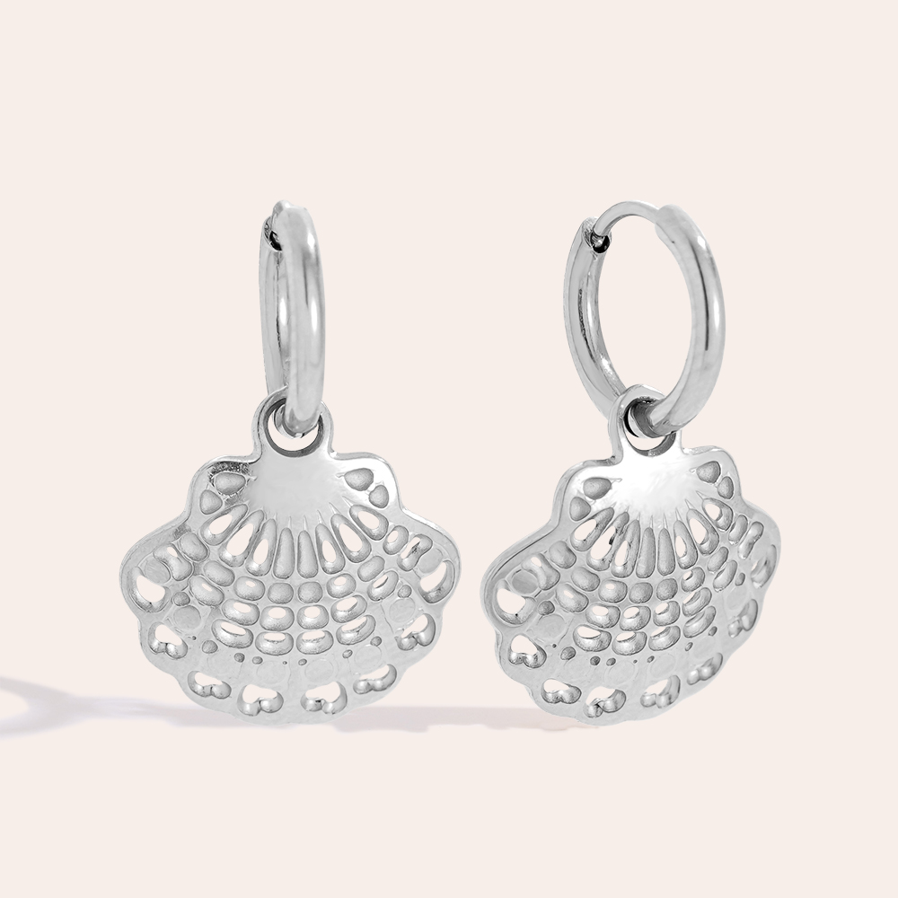 2.5cm Nice Shell stainless steel earrings       