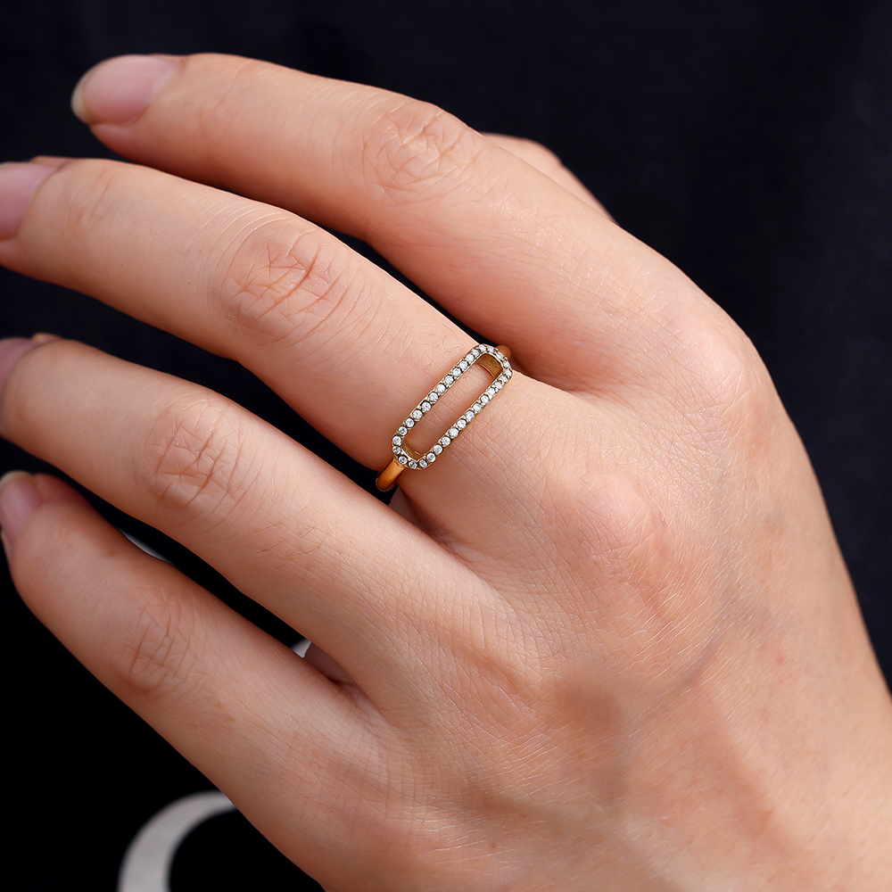 Like Mouth Diamond Stainless Steel Ring 