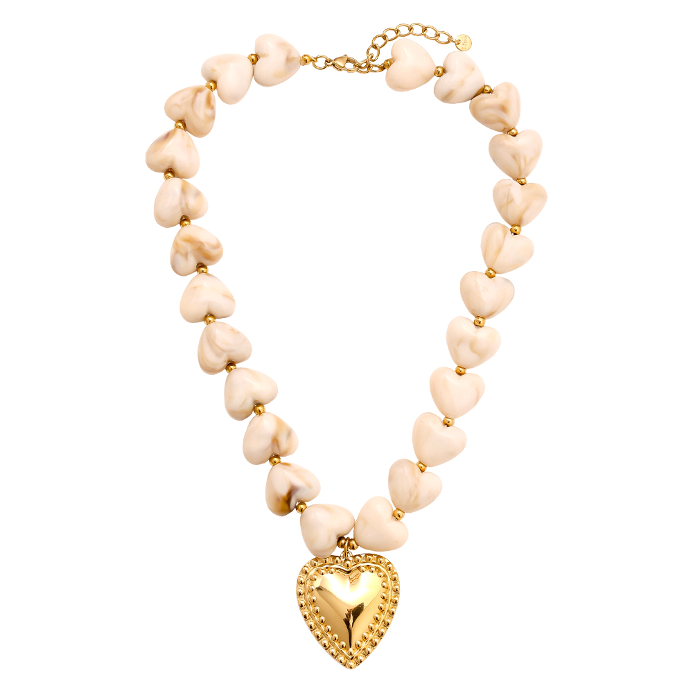 45cm Acrylic Heart Chian stainless steel necklaces 