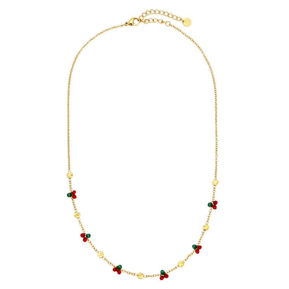 40cm Mini Cherry And Plate Stainless Steel Necklace