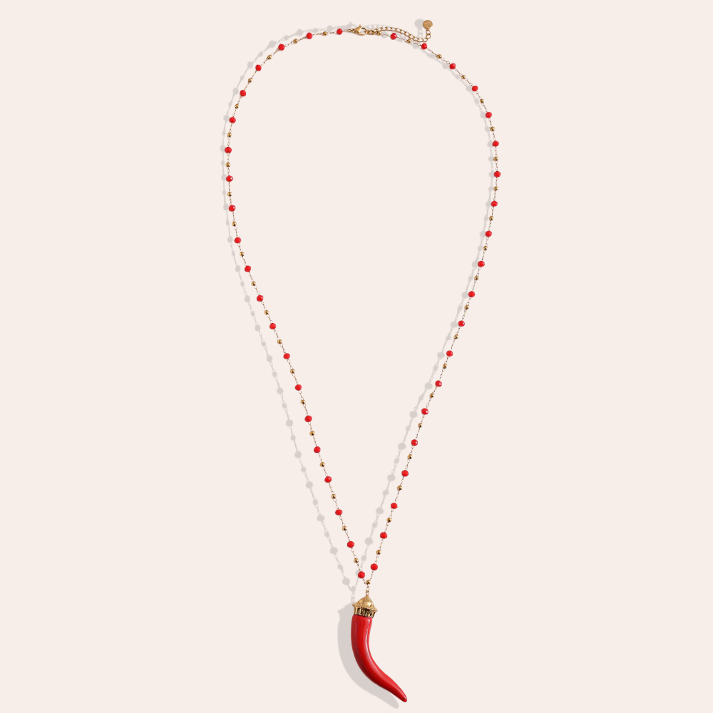 80cm acrylic chilli shape stainless steel necklace     