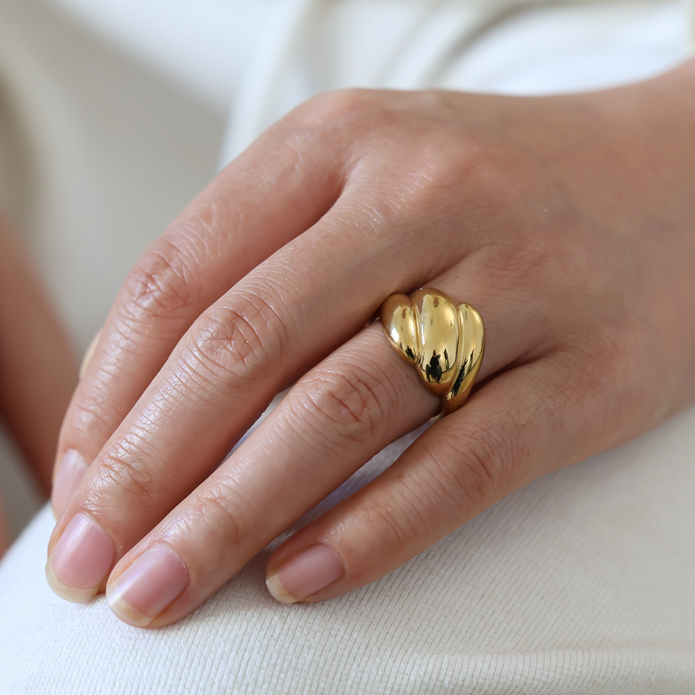 Adjustable three strong lines stainless steel ring    