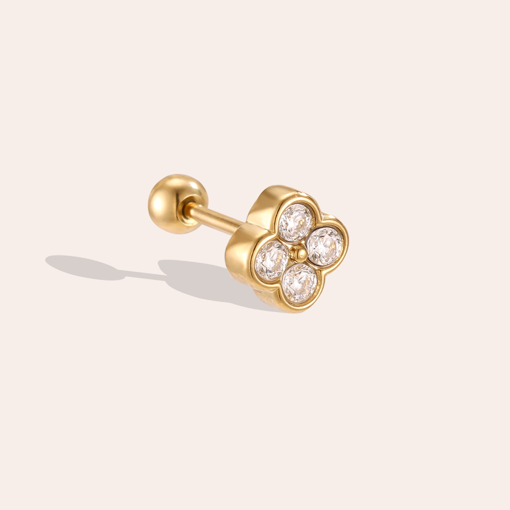 Stainless steel piercing 5mm mini zirconia flower