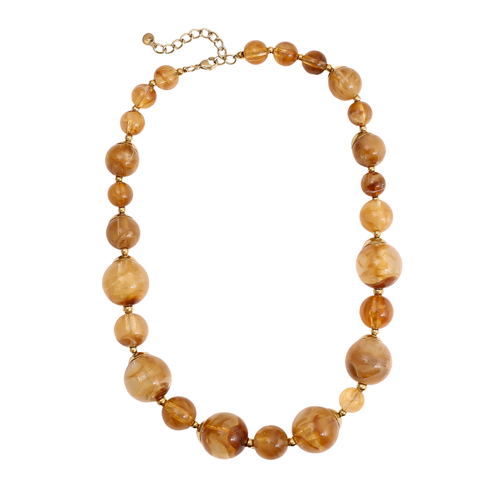 49cm Nice Resin Balls stainless steel necklaces  