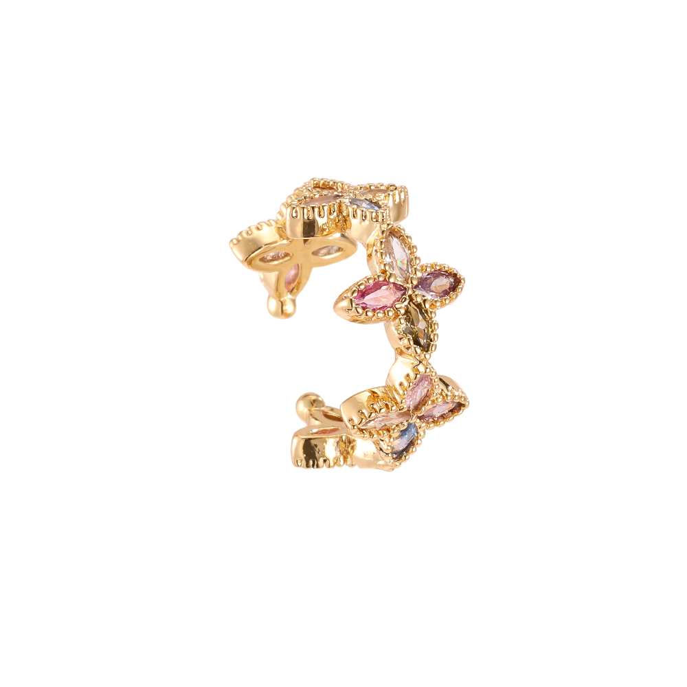 Gold-plated ear cuffs 17mm zirconia cloverleaf 