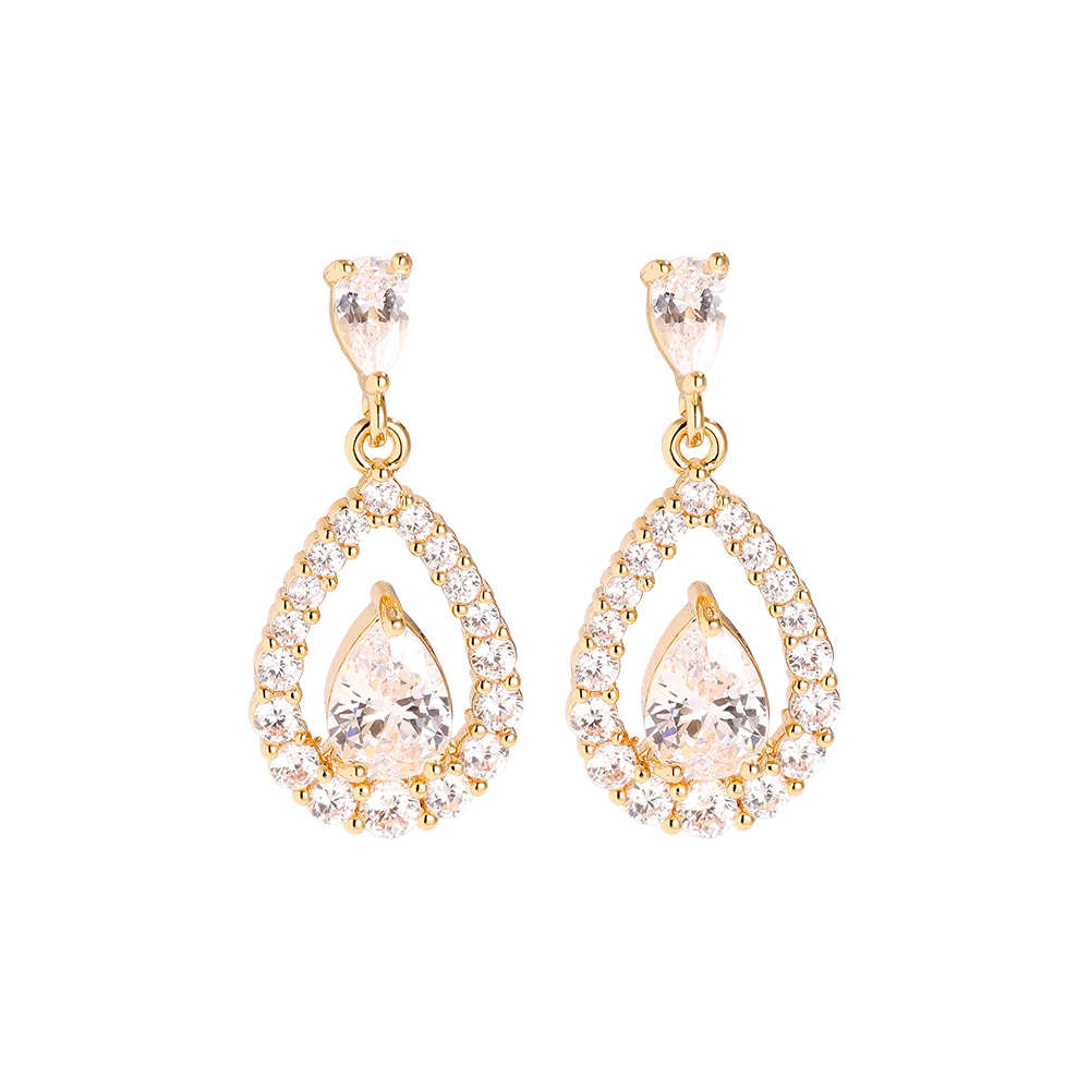 25mm Shining Diamond Gold-plated Earrings      