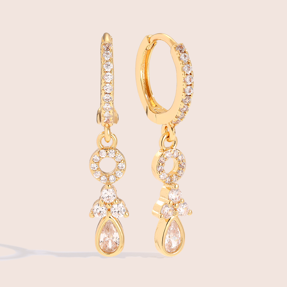 3cm Multi Cute Diamonds Gold-plated Earrings         3cm Multi Cute Diamonds Gold-plated Earrings