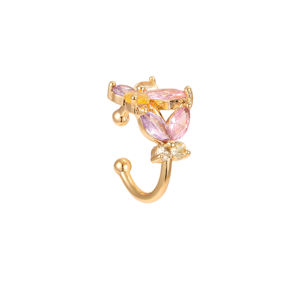 Gold-plated ear cuffs 15mm zirconia butterfly