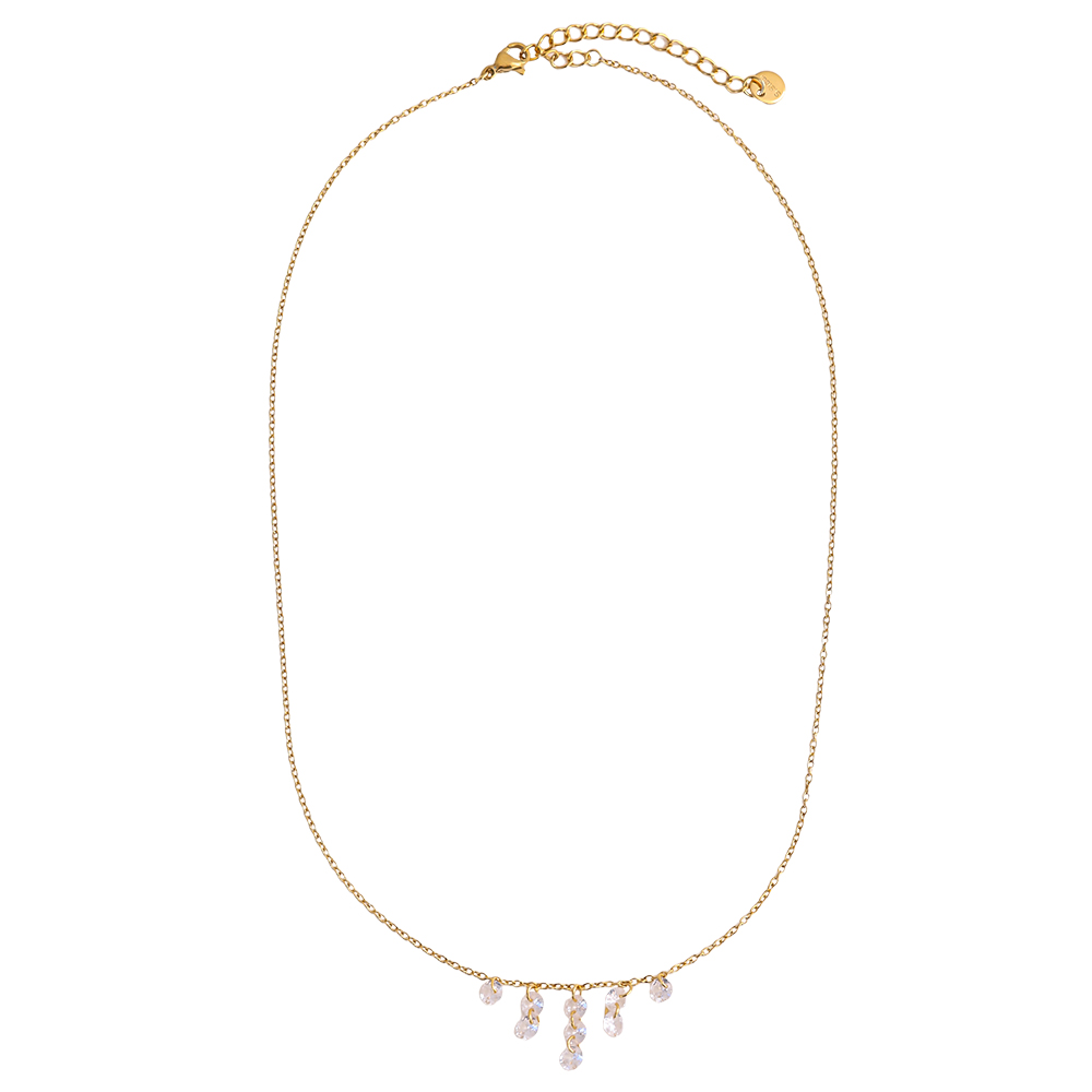 40cm crystal zirconia stainless steel necklace