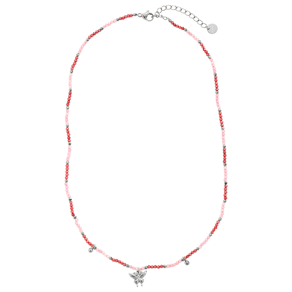 40cm crystal necklace with butterfly stainless steel necklace 