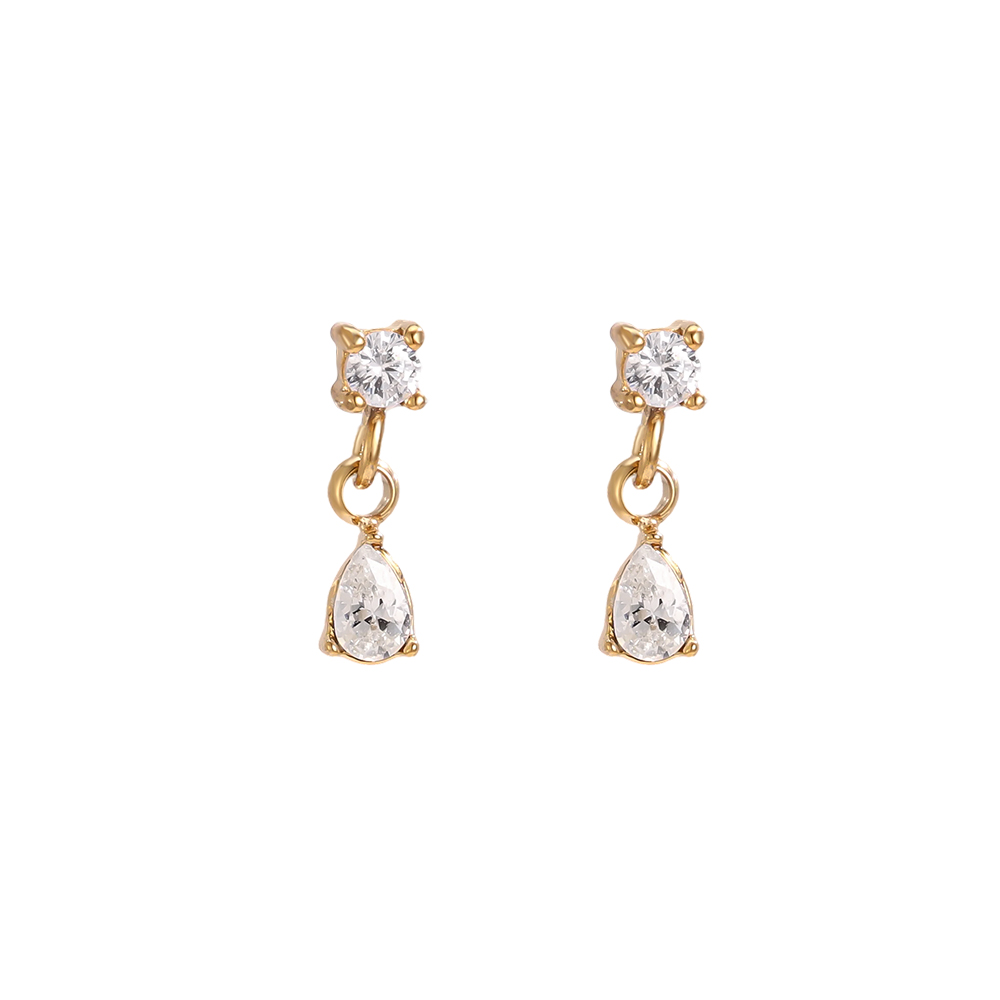 Stainless steel earrings, 10mm, mini cubic zirconia  
