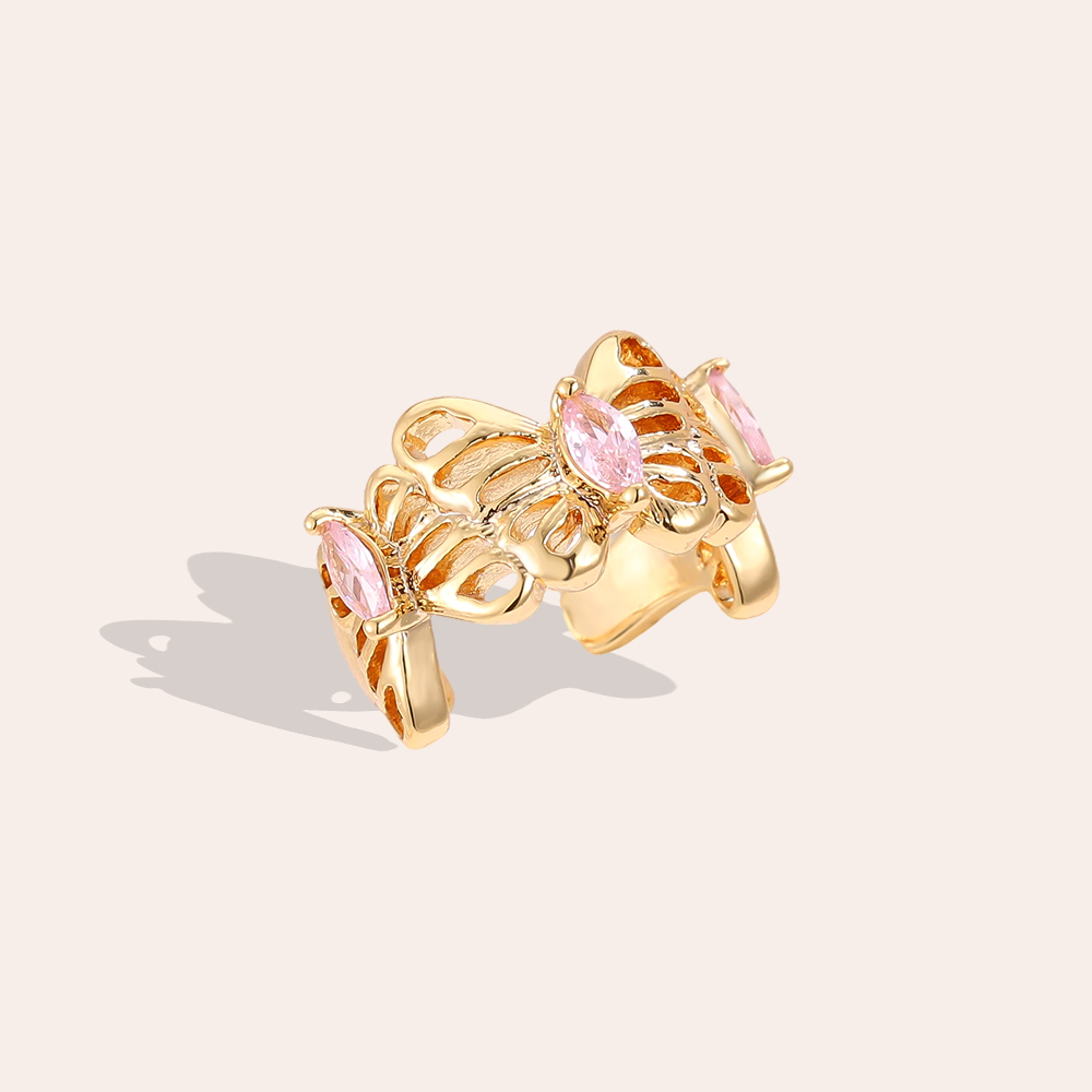 15mm butterfly zirconia gold-plated earrings