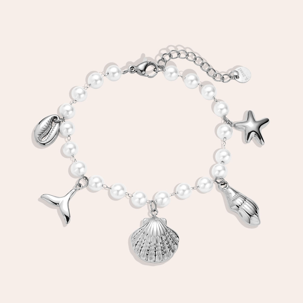 16cm Ocean And Pearl Chain stainless steel bracelet  