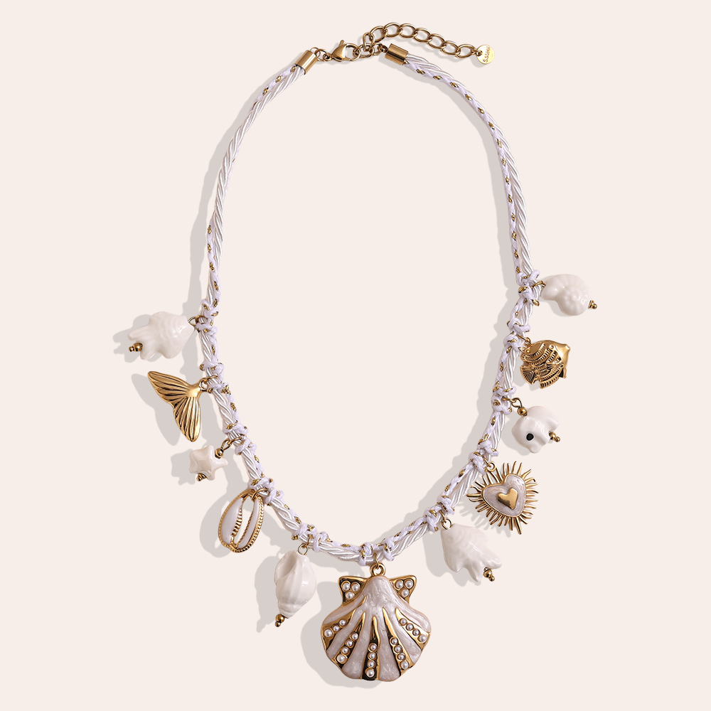 40cm white ocean style stainless steel necklace       