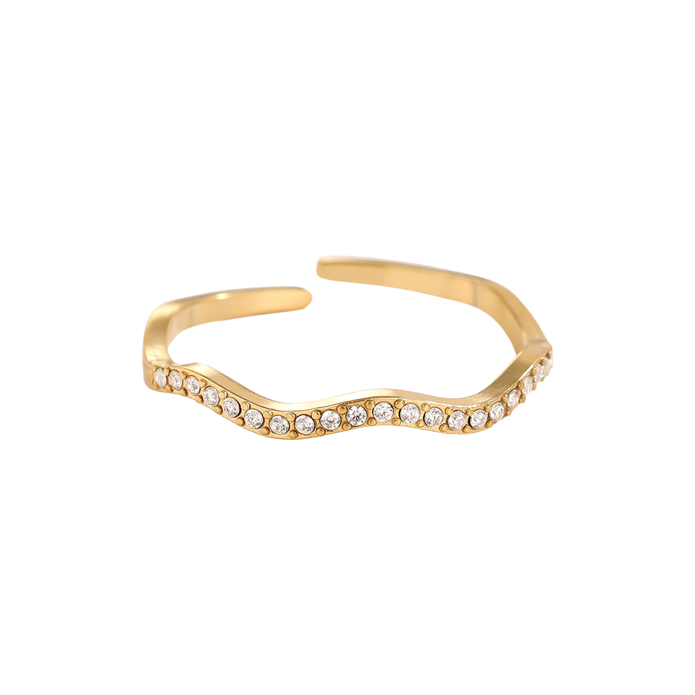 Adjustable wave zirconia stainless steel ring