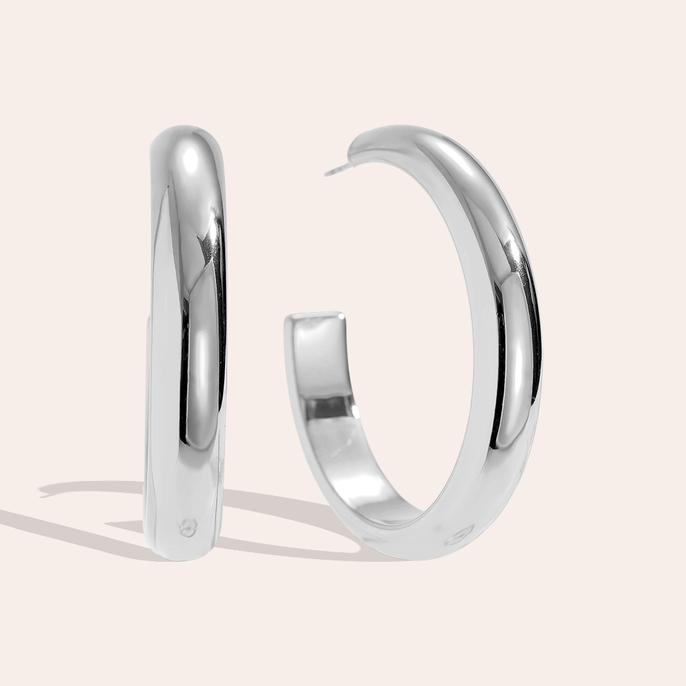 4cm casual half hoop stainless steel earrings     